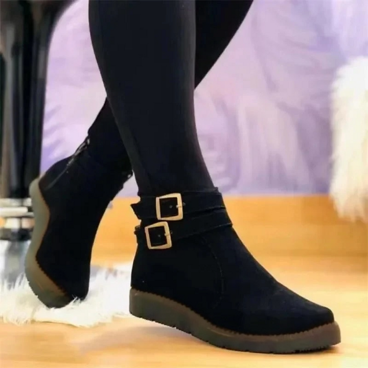 Adaline | Double Buckle Ankle Boots with Wedge