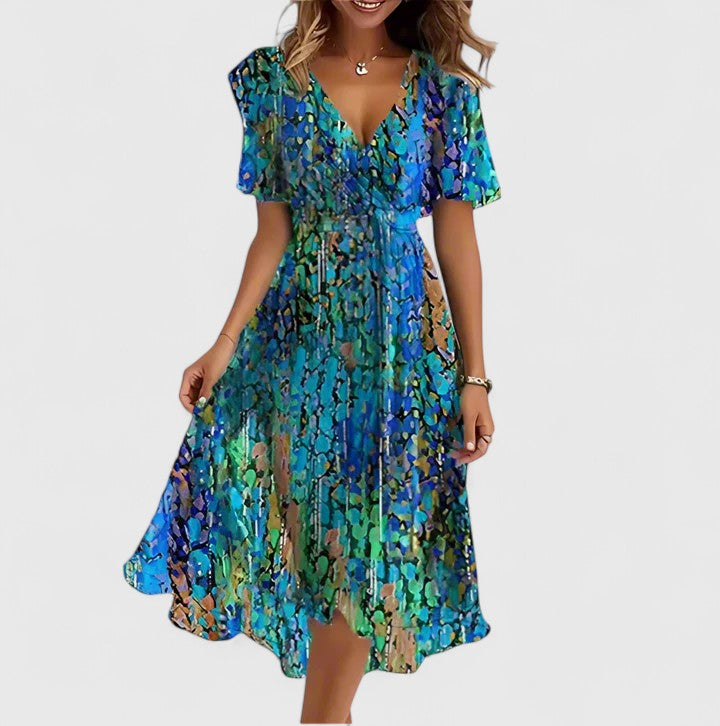 Charity | Floral Short V-Neck Dress