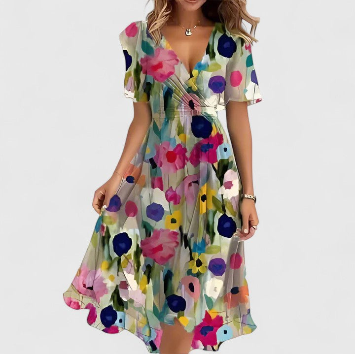Charity | Floral Short V-Neck Dress