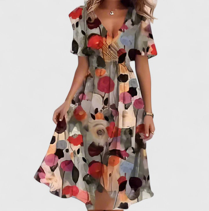 Charity | Floral Short V-Neck Dress