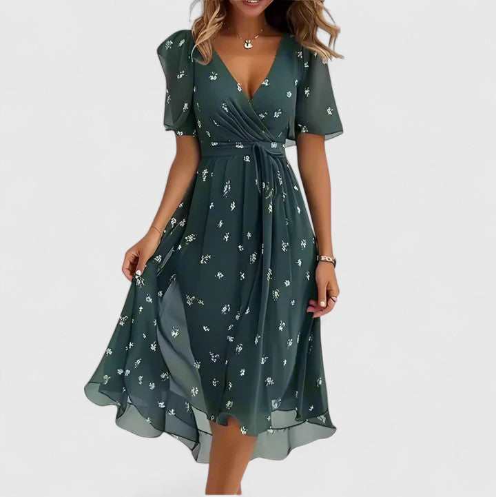 Charity | Floral Short V-Neck Dress