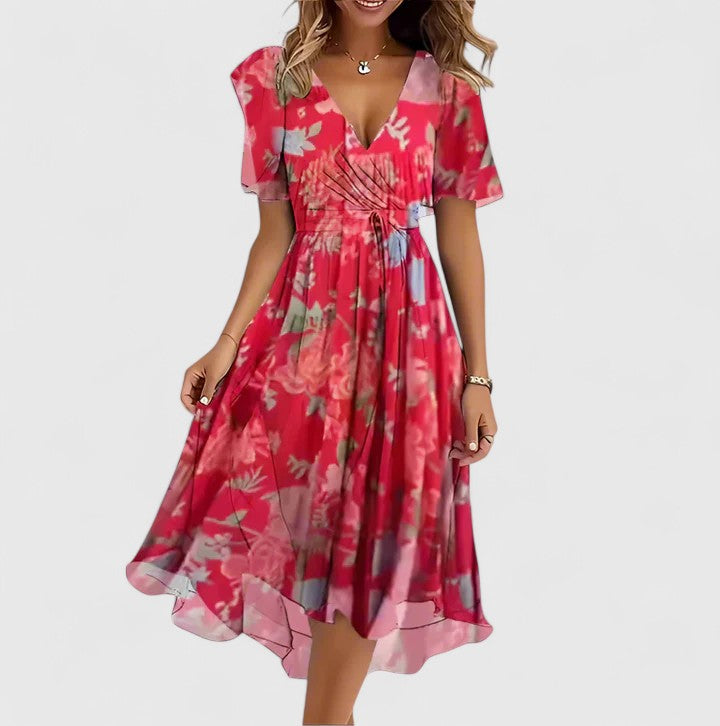 Charity | Floral Short V-Neck Dress