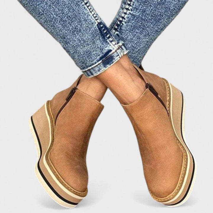 Gabriela | Platform Wedge Ankle Boots with Zip