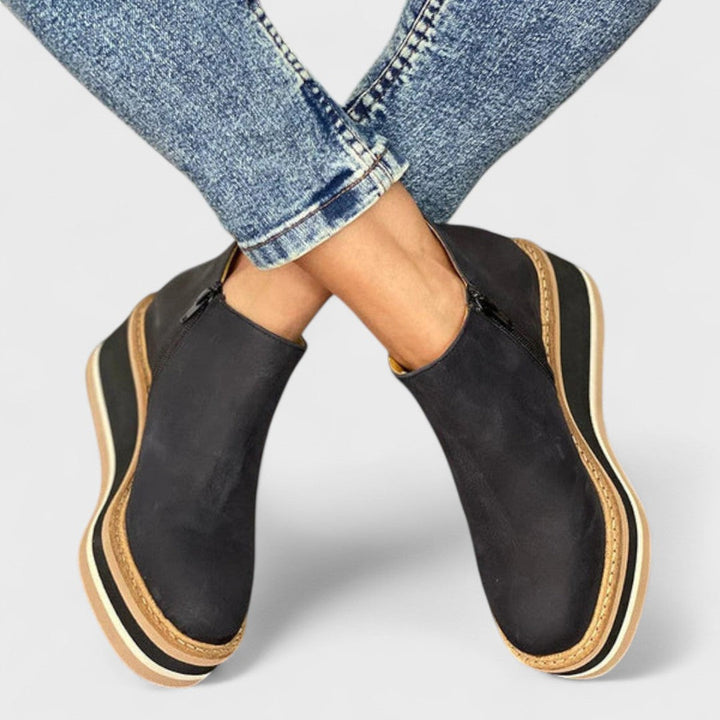 Gabriela | Platform Wedge Ankle Boots with Zip