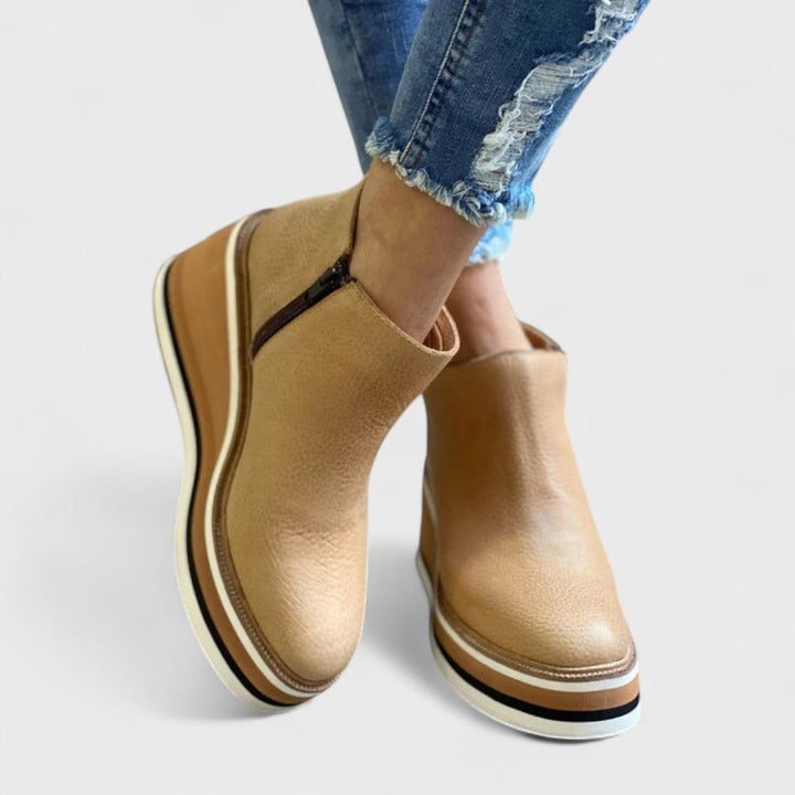Gabriela | Platform Wedge Ankle Boots with Zip