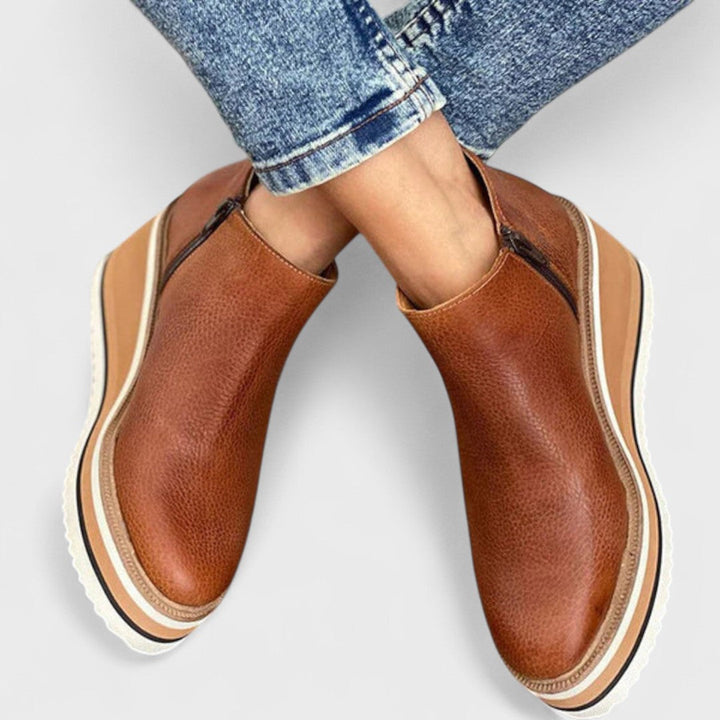 Gabriela | Platform Wedge Ankle Boots with Zip