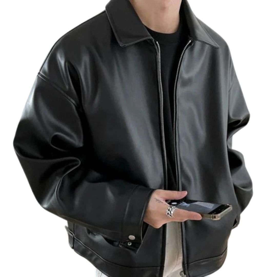 Cade | Oversized Leather Bomber Jacket