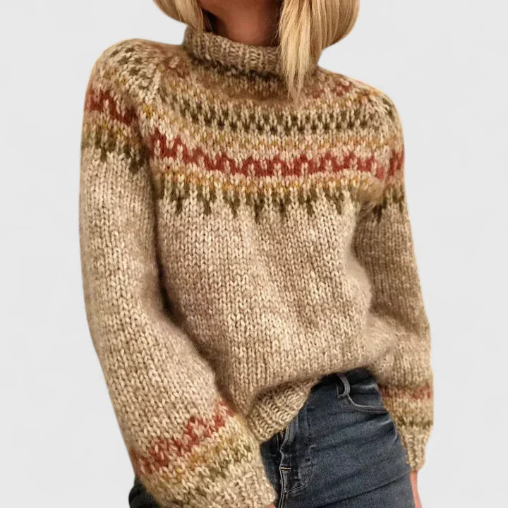 Farida | Fair Isle Knit Sweater with Turtleneck