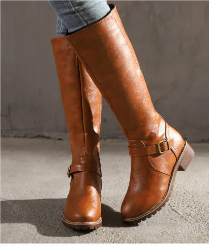 Luisa | Knee High Buckle Strap Boots
