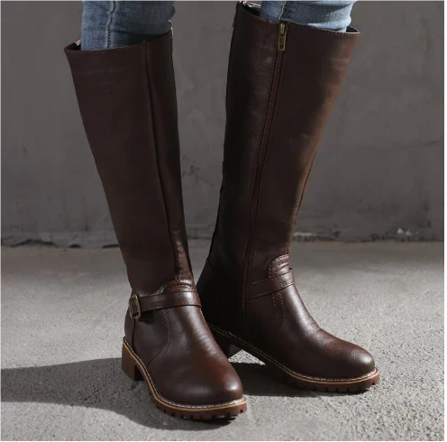 Luisa | Knee High Buckle Strap Boots