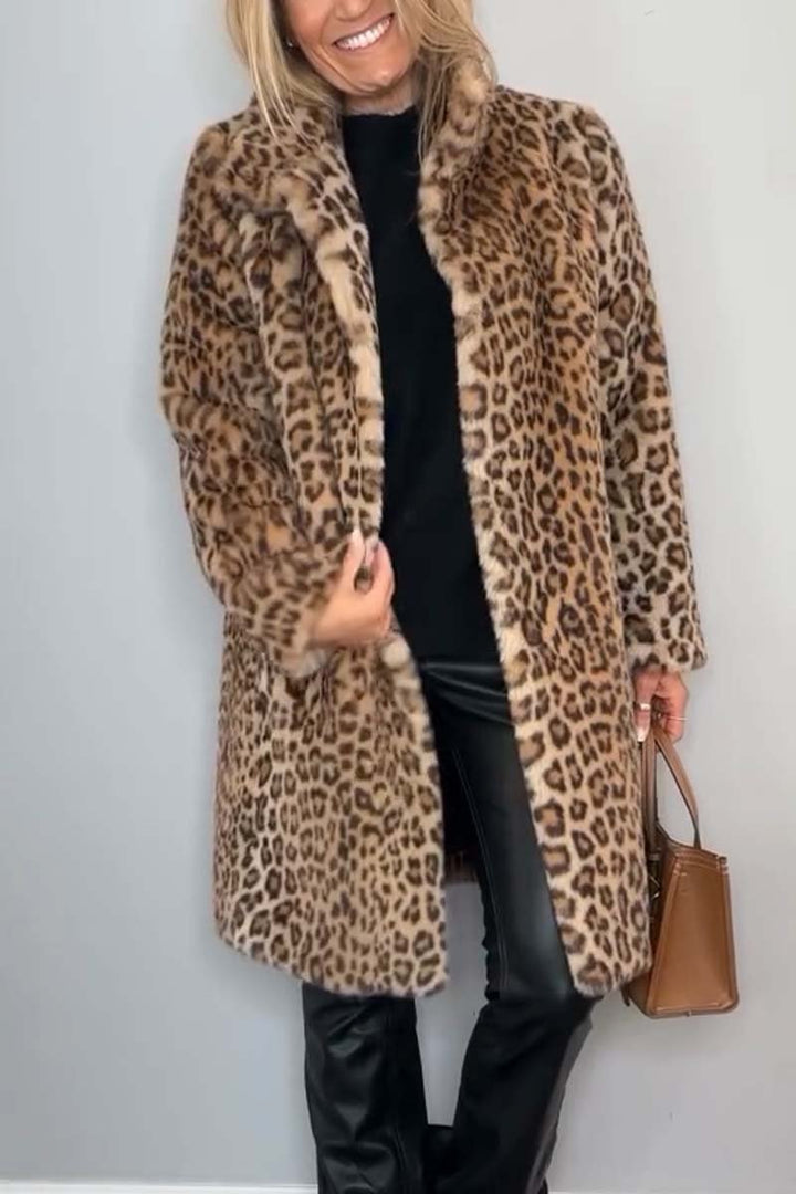 Sapphire | Leopard Print Faux Fur Coat Long