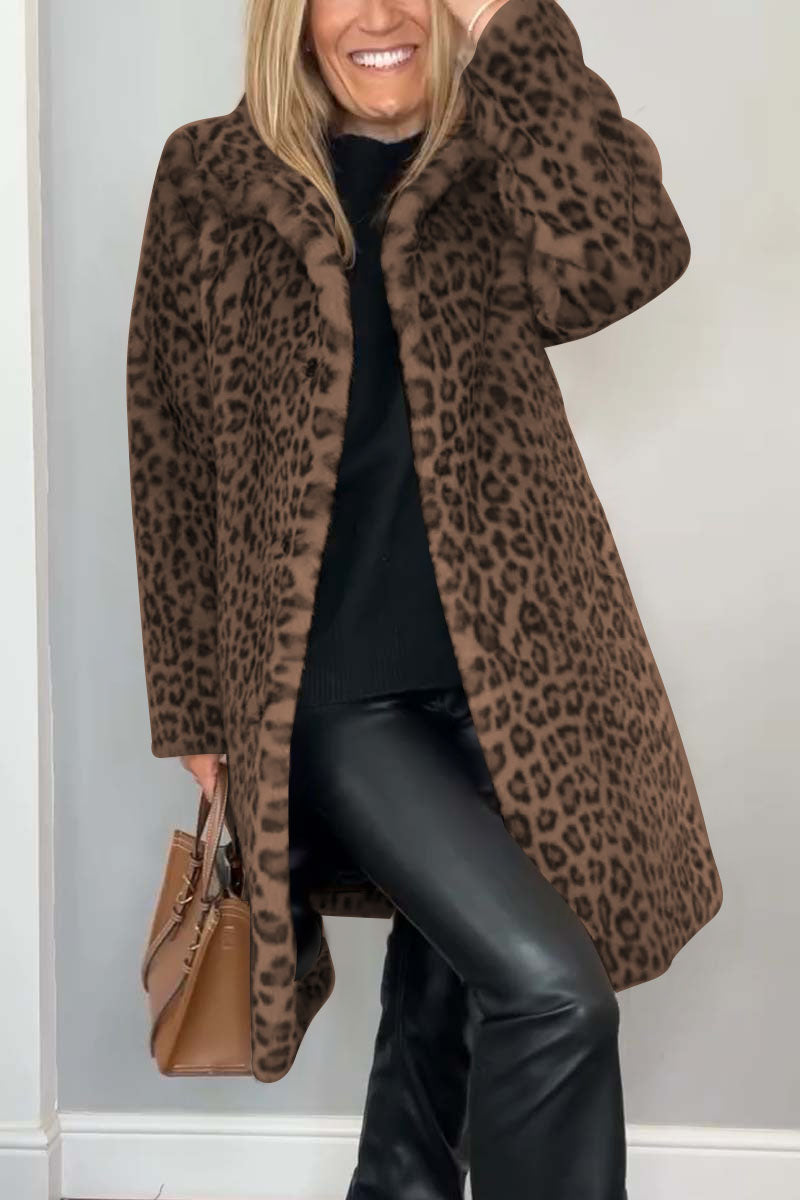 Sapphire | Leopard Print Faux Fur Coat Long
