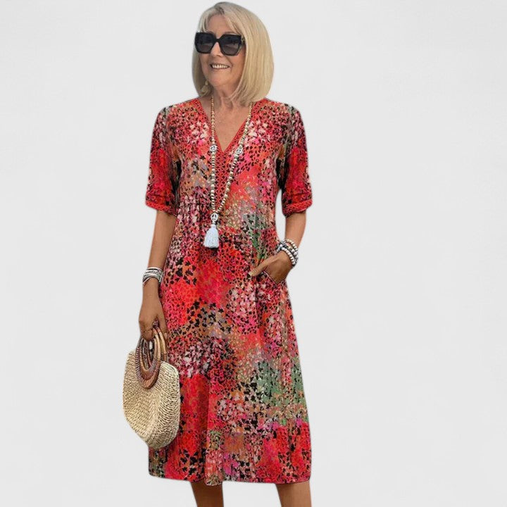Lior | Animal Print V-Neck Midi Dress