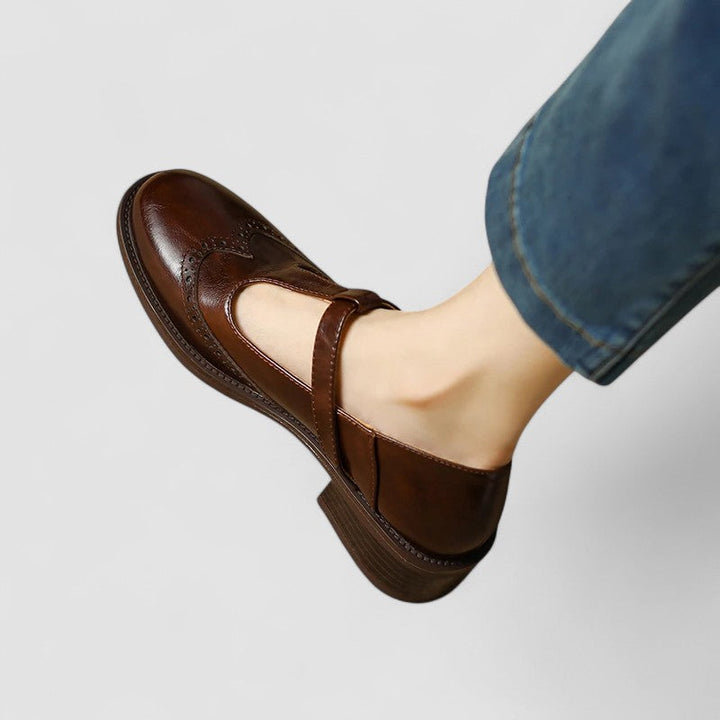 Vianne | T-Strap Mary Jane Brogues with Buckle