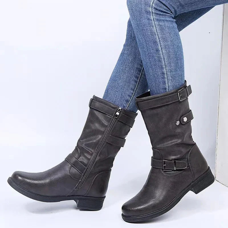 Yuliana | Buckle Detail Mid-Calf Boots