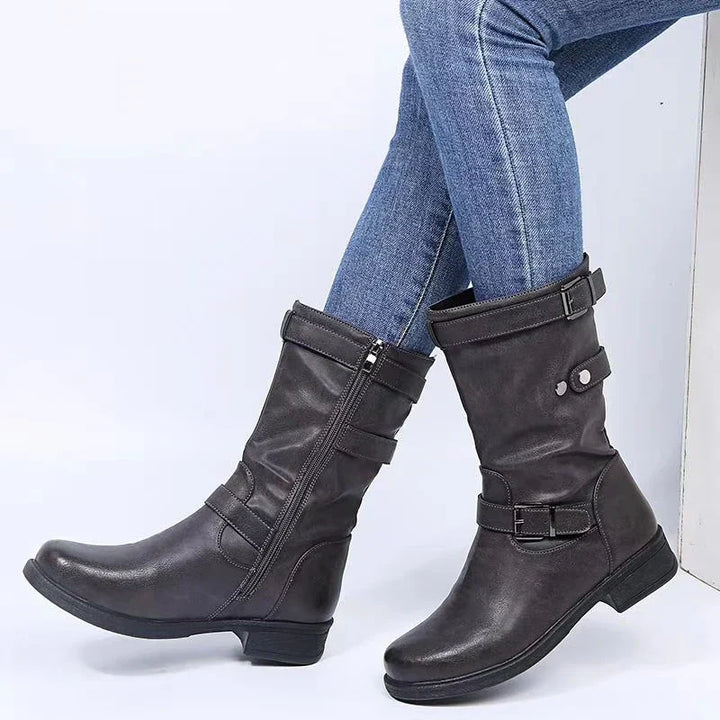 Yuliana | Buckle Detail Mid-Calf Boots