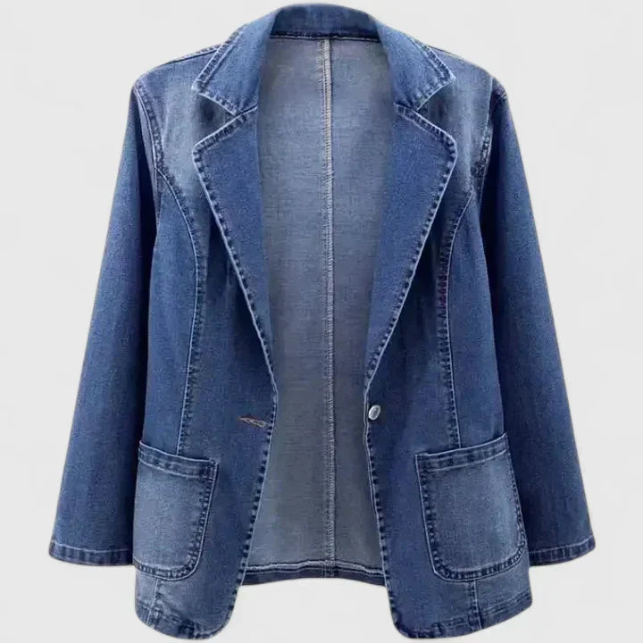 Svetlana | Blue Denim Blazer Jacket with Pockets