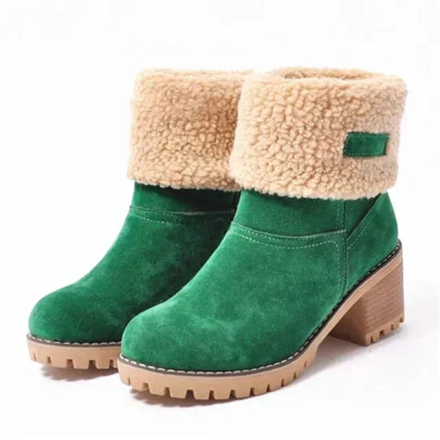 Lavinia | Fleece Cuff Faux Fur Boots with Heel