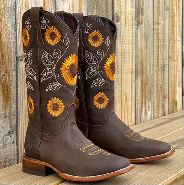 Delia | Western Knee-High Stitched Boots