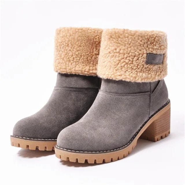 Lavinia | Fleece Cuff Faux Fur Boots with Heel