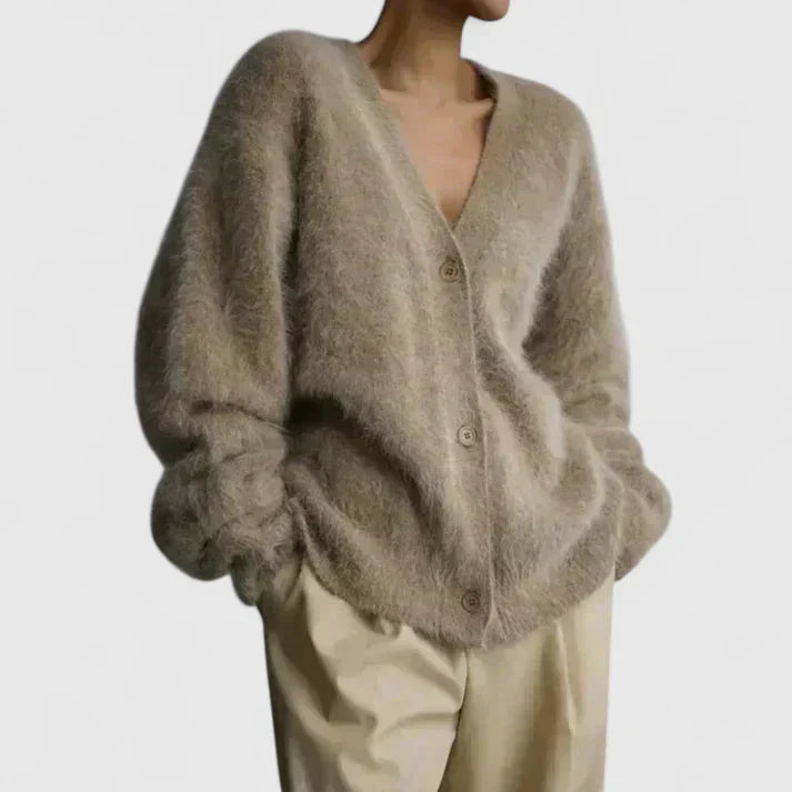 Cecelia | Fuzzy Oversized Knit Cardigan with Buttons