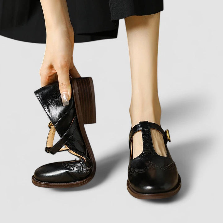 Vianne | T-Strap Mary Jane Brogues with Buckle