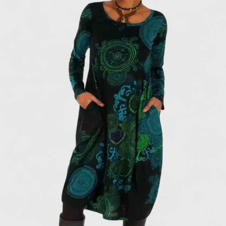 Noelle | Paisley Print Empire Waist Dress with Pockets