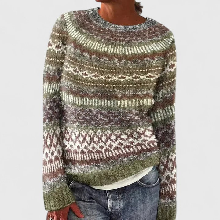 Minah | Fair Isle Crew Neck Pullover Sweater