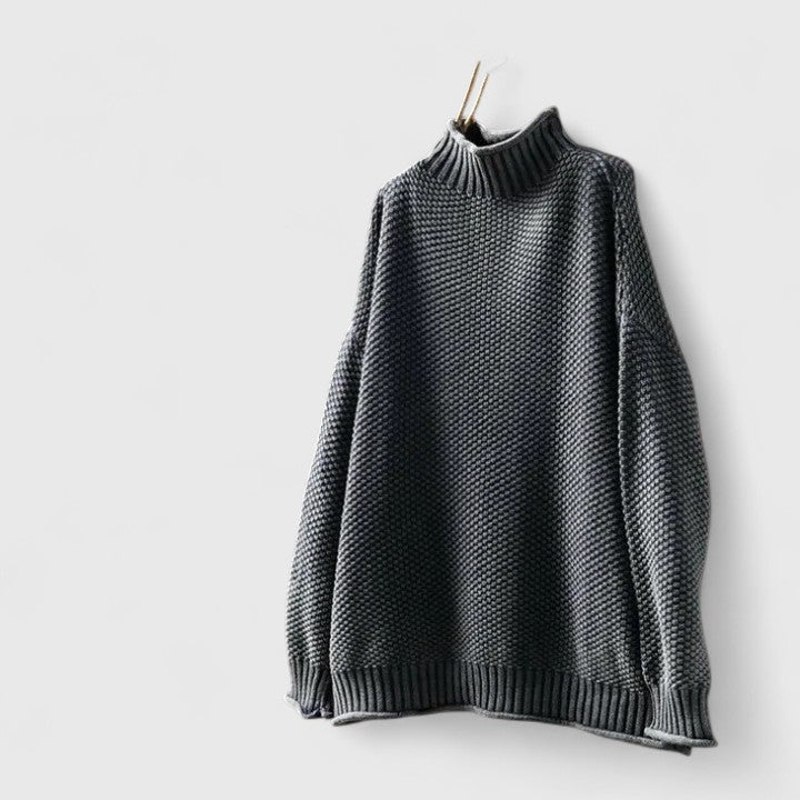 Azul | Chunky Knit Turtleneck Sweater with Seed Stitch