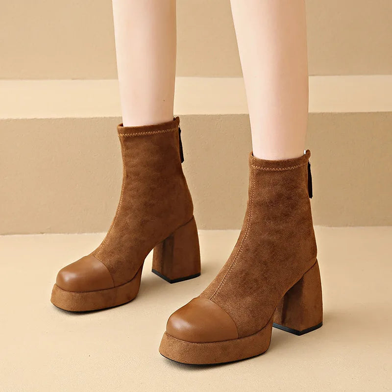 Nessa | Platform Ankle Block Heel Boots
