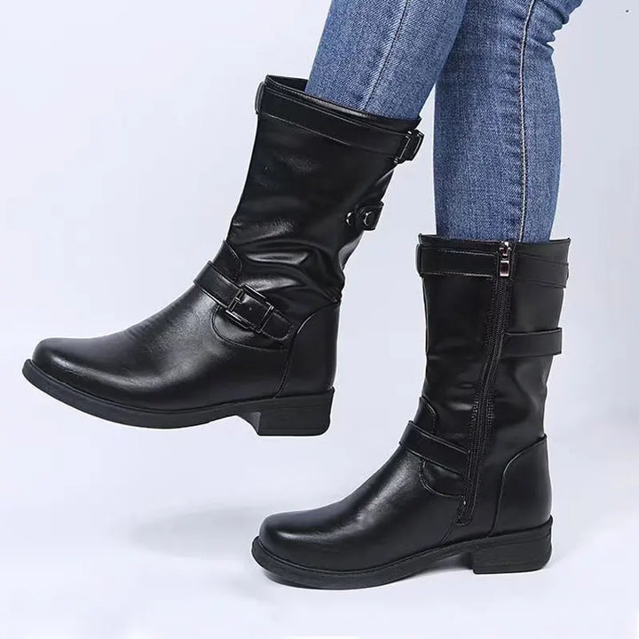 Yuliana | Buckle Detail Mid-Calf Boots
