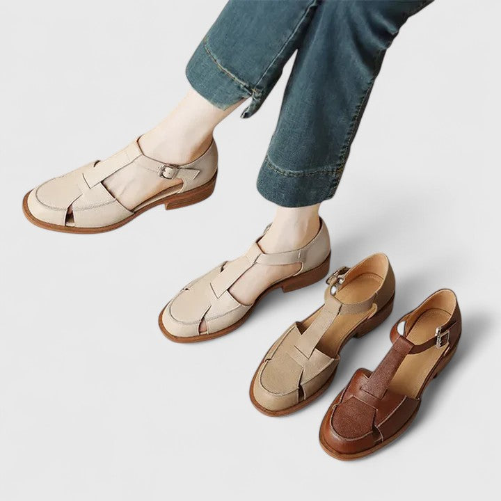 Sabella | Closed-Toe T-Strap Sandals with Buckle