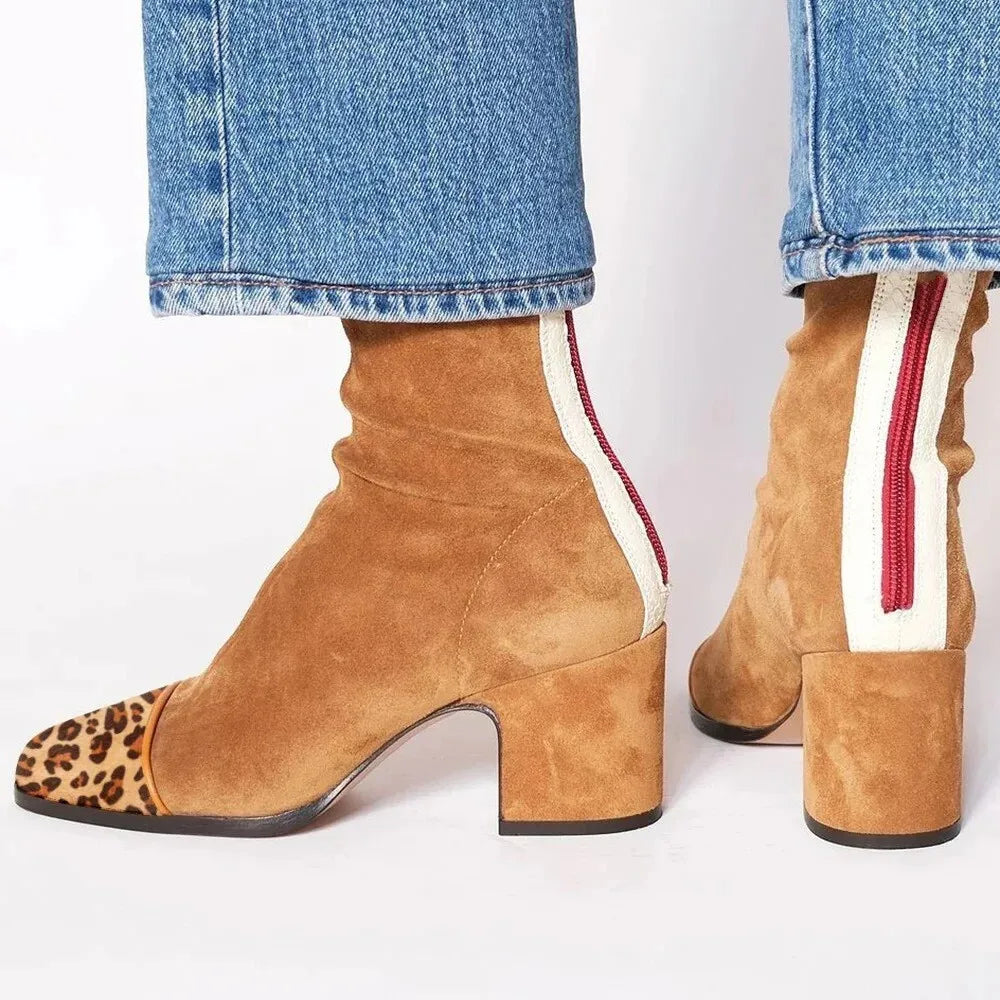 Heloise | Suede Ankle Boots with Block Heel