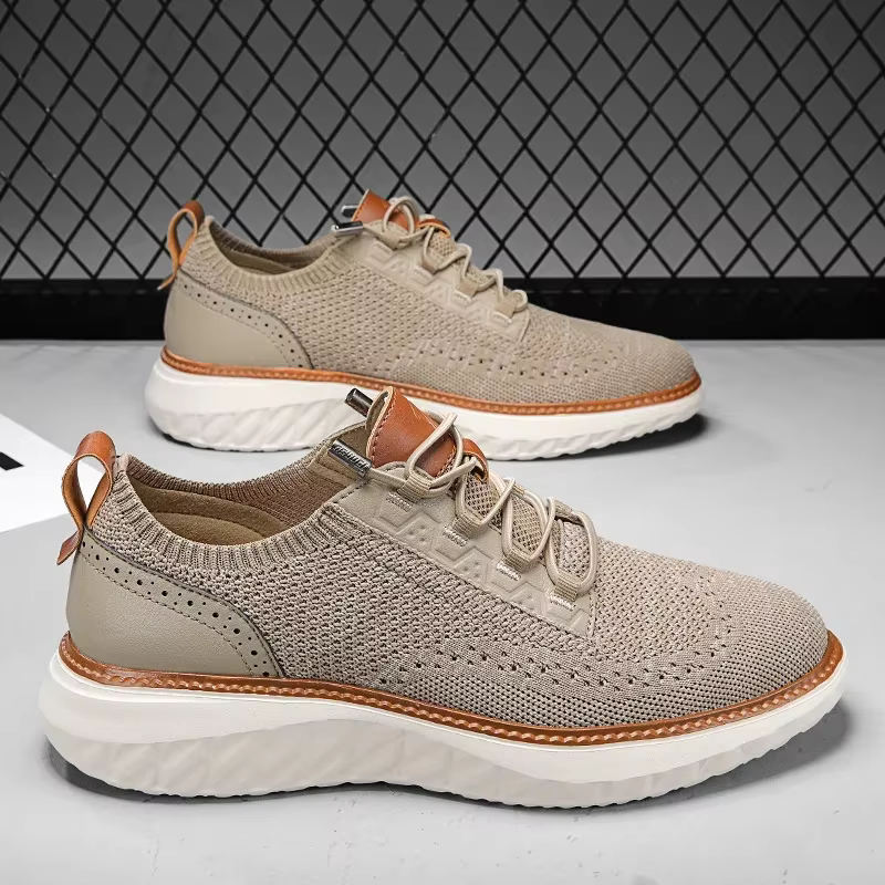 Bernard | Textured Panel Lace-Up Sneakers