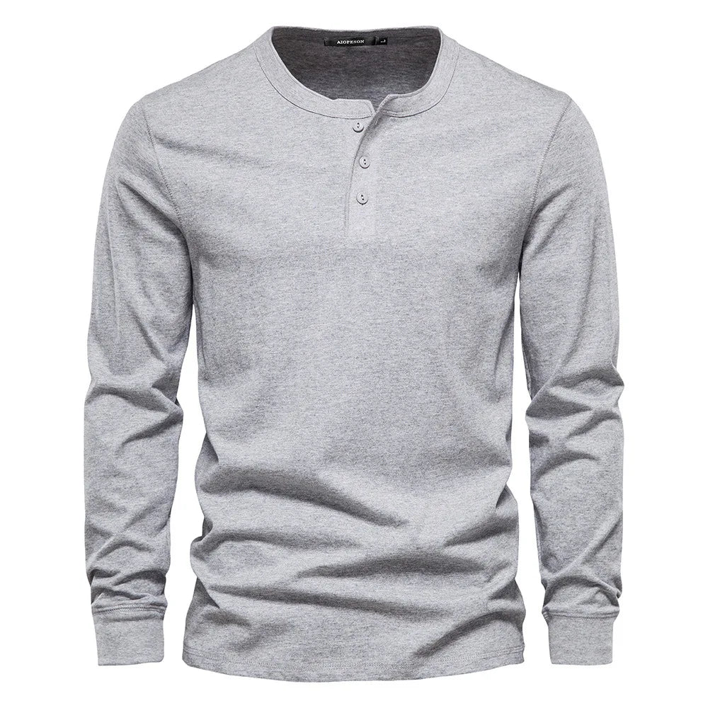 Dominic | Long-Sleeve Henley Button Shirt