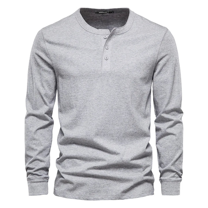Dominic | Long-Sleeve Henley Button Shirt