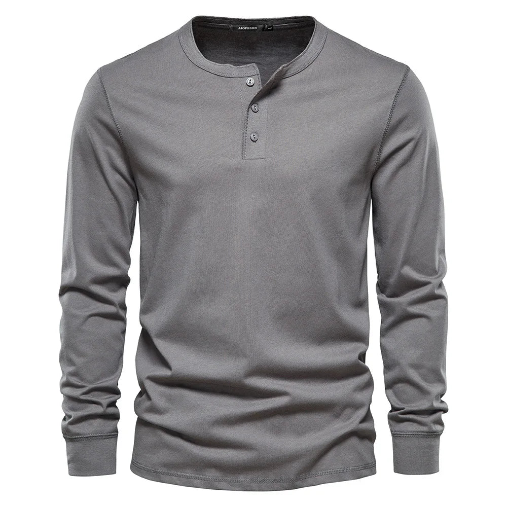 Dominic | Long-Sleeve Henley Button Shirt