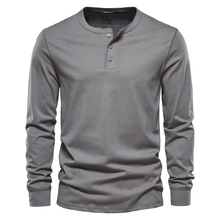Dominic | Long-Sleeve Henley Button Shirt