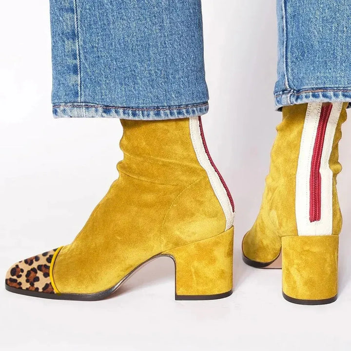 Heloise | Suede Ankle Boots with Block Heel