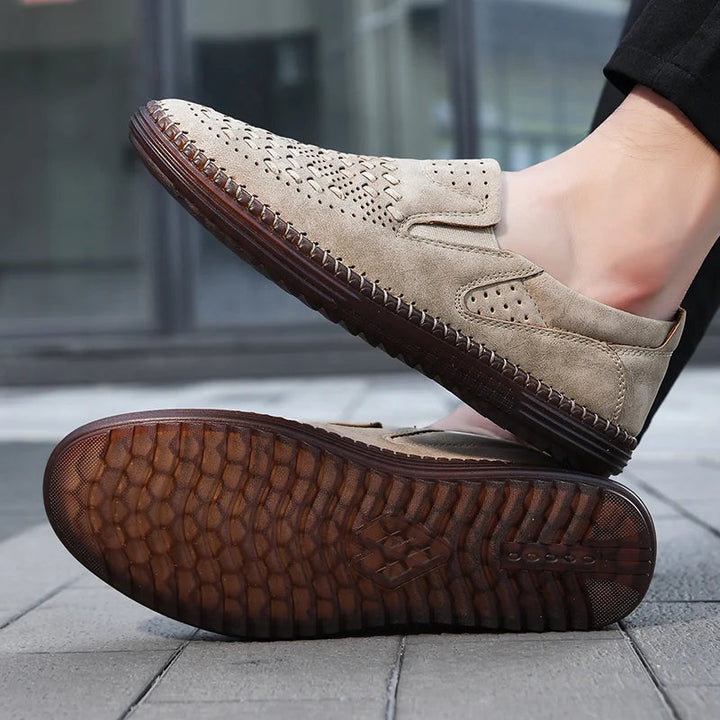 Aaron | Perforated Textured Slip-On Loafers