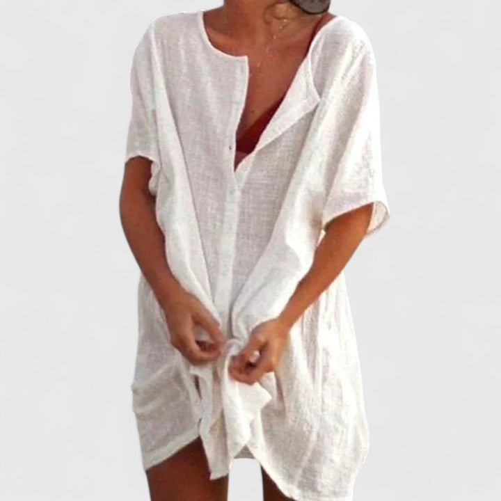 Cleopatraea | Linen Tunic Shirt Dress Short Sleeve