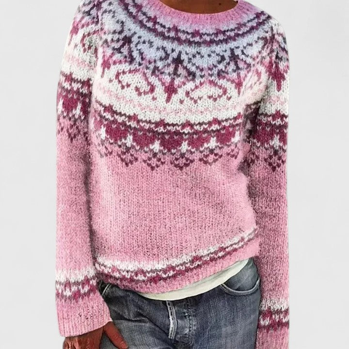 Minah | Fair Isle Crew Neck Pullover Sweater