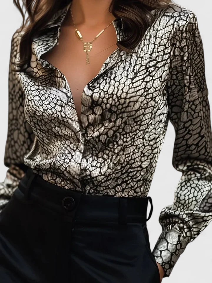 Hilary | Leopard Print Button Up Blouse