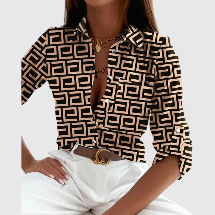 Jobina | Geometric Print Button Up Shirt