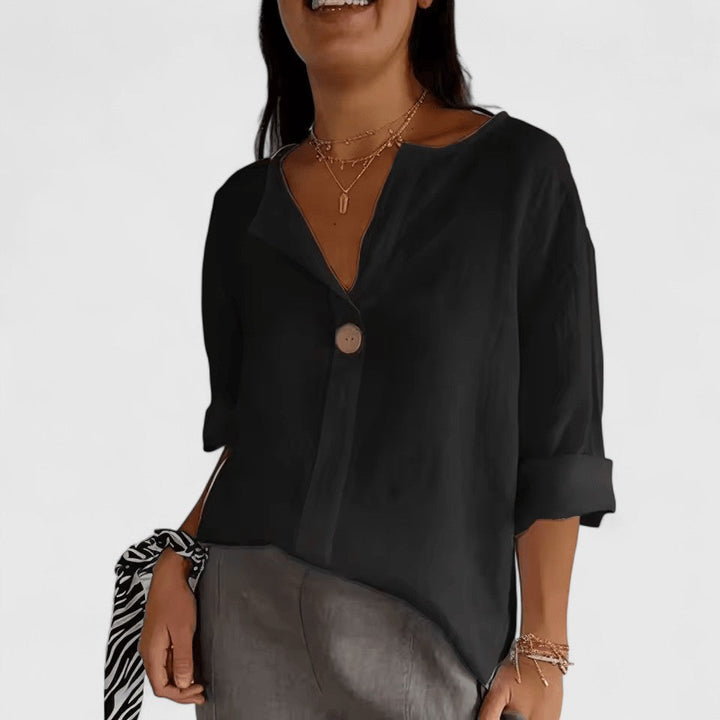 Missy | Loose V-Neck Blouse with Button Detail