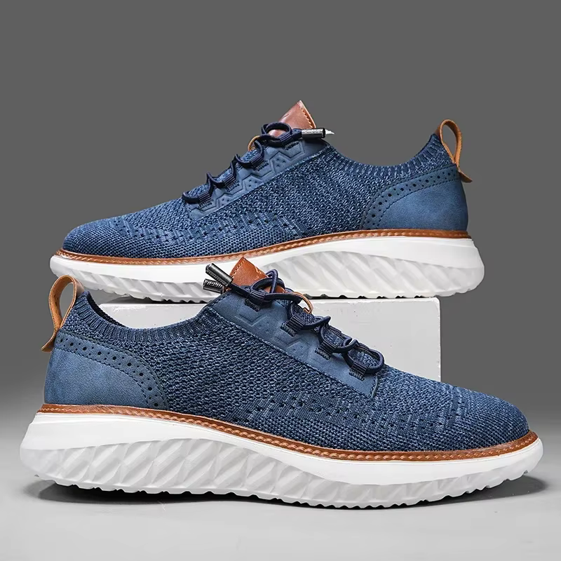 Bernard | Textured Panel Lace-Up Sneakers