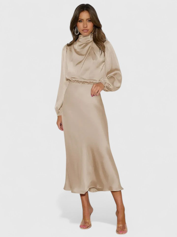 Liesel-Rose | Satin High Neck Maxi Dress