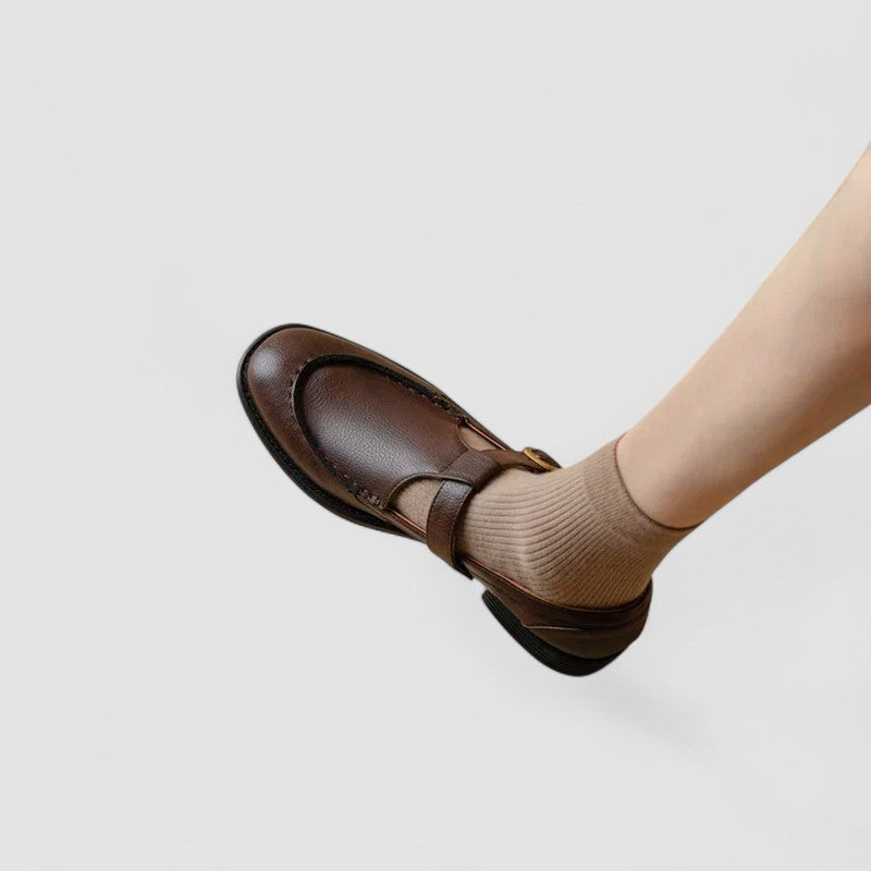Jewel | Square-Toe Mary Jane Shoes with T-Strap Buckle