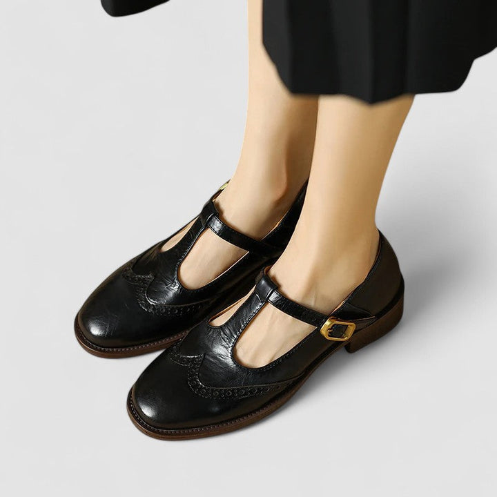Vianne | T-Strap Mary Jane Brogues with Buckle