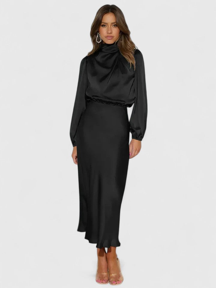 Liesel-Rose | Satin High Neck Maxi Dress